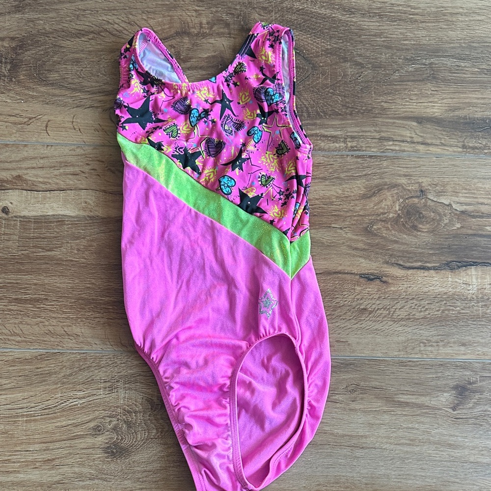GK Stars Pink and Black leotard
